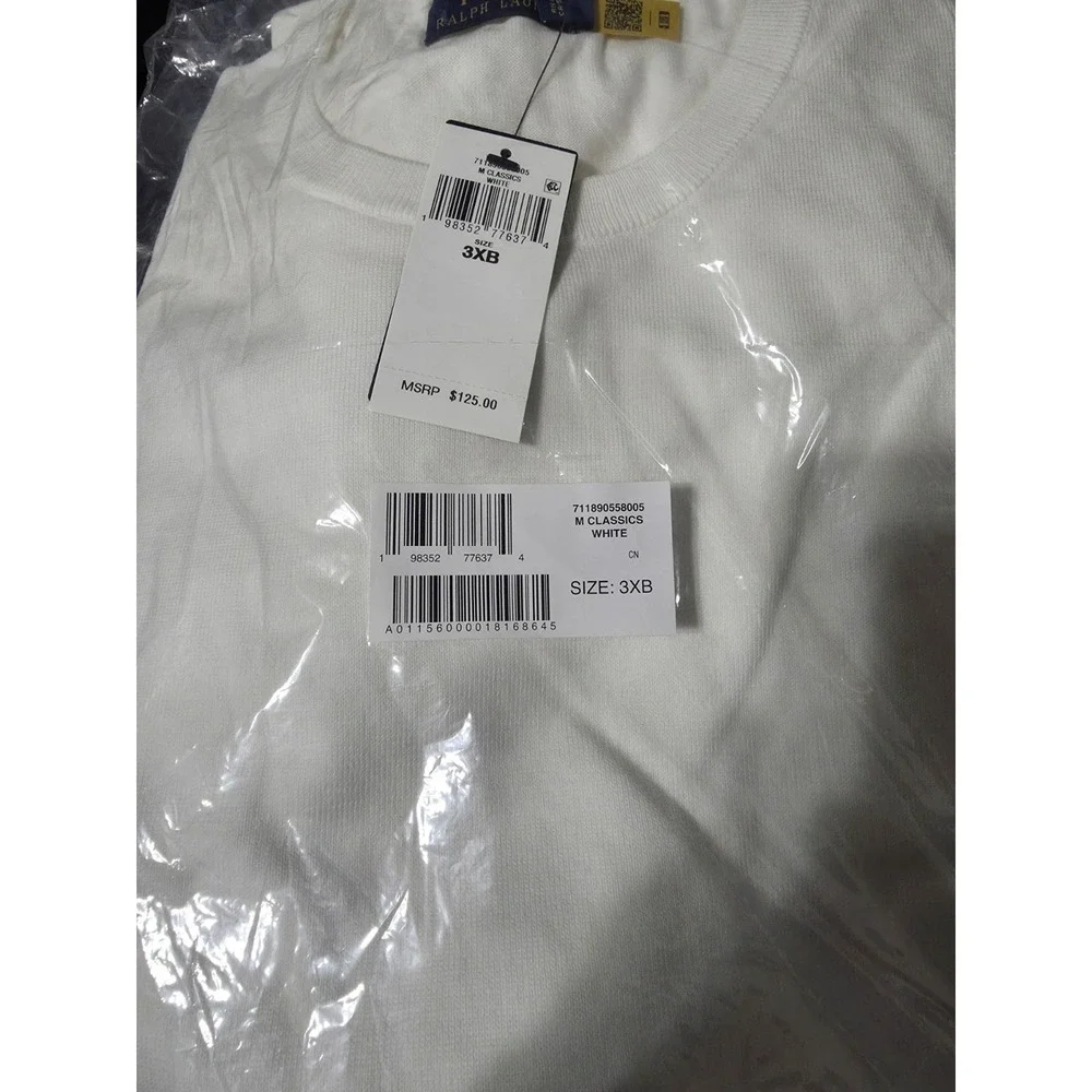 Polo Ralph Lauren White Terry Raglan Pullover Sweatshirt Men's Size 3XB NWT